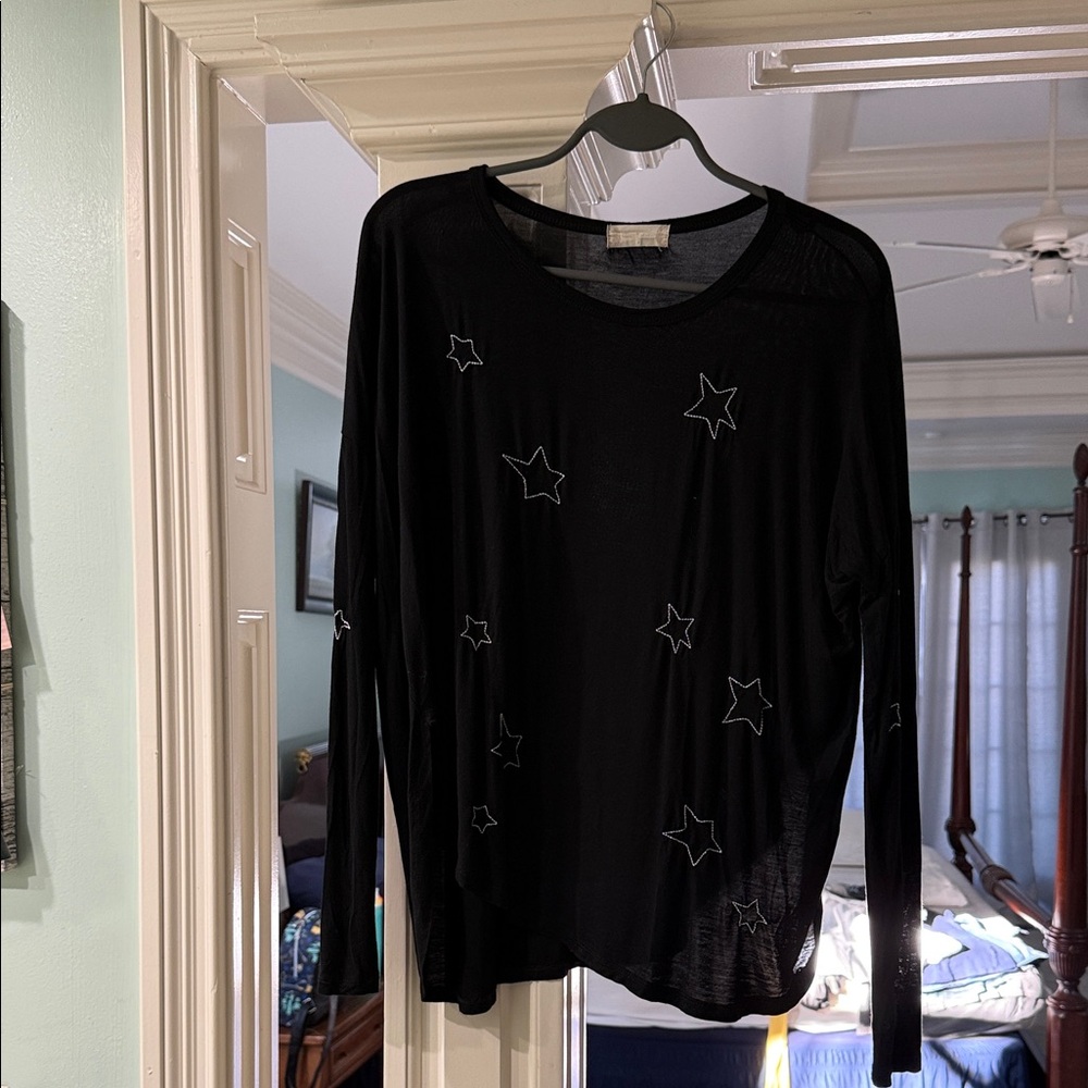 Altar'd State Black Star Long Sleeve Tee